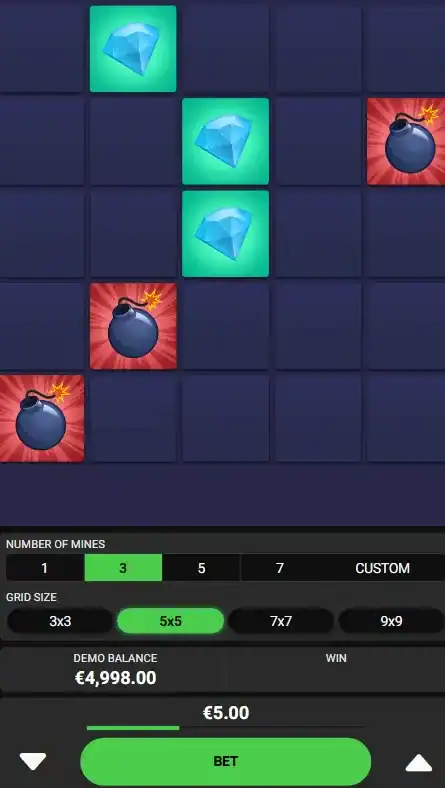 Mines casino mobile interface